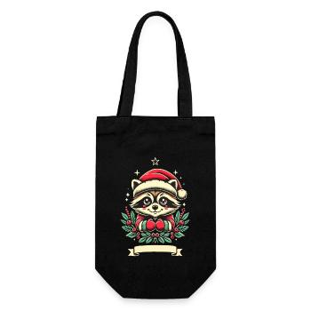 Merry Christmas raccoon with berries - Gift Bag for Bottles - black - Front