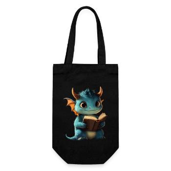 Niedlicher blauer Drache – Magie für Bücherfans - Geschenkbeutel für Flaschen - Schwarz - Vorne