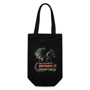 Schwarzer Drache – Antike Bücher für Fantasy-Fans - Geschenkbeutel für Flaschen - Schwarz - Vorne