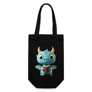 Verspielter blauer Drache – Fantasie für Leser - Geschenkbeutel für Flaschen - Schwarz - Vorne
