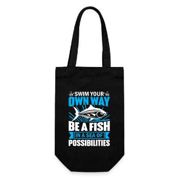 Swim your own way - be a fish in a sea of possibil - Gift Bag for Bottles - black - Front