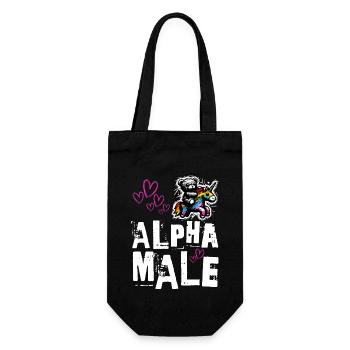 Alpha Einhorn - Süßer Teddy reitet auf Einhorn - Geschenkbeutel für Flaschen - Schwarz - Vorne