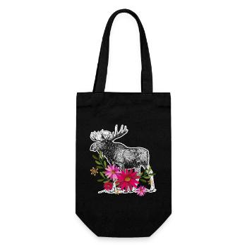 Moose With Flowers - Gift Bag for Bottles - black - Front
