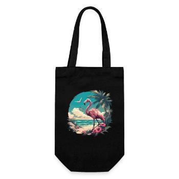 Flamingos Flamingo - Geschenkbeutel für Flaschen - Schwarz - Vorne
