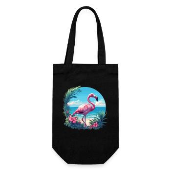 Flamingos Flamingo - Geschenkbeutel für Flaschen - Schwarz - Vorne