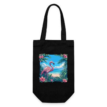 Flamingos Flamingo - Geschenkbeutel für Flaschen - Schwarz - Vorne