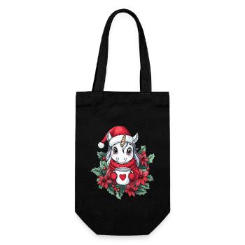 Licorne Café Noël Femmes Hommes Enfants - Sac à bouteille - noir - Devant