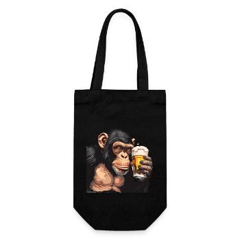 Cute Chimpanzee Drinking Beer 2 - Geschenkbeutel für Flaschen - Schwarz - Vorne