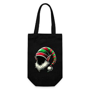 Chapeau de lutin de Noël avec barbe et oreilles Costume - Sac à bouteille - noir - Devant