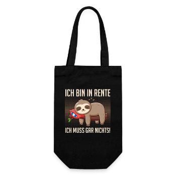 Rentner BIN IN RENTE MUSS GAR NICHTS Lustiges - Geschenkbeutel für Flaschen - Schwarz - Vorne