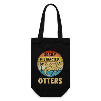 Otter Retro Vintage Easily - Geschenkbeutel für Flaschen - Schwarz - Vorne