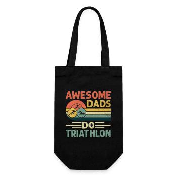 Awesome Dads Do Triathlon Swim Bike Run Triathlet - Geschenkbeutel für Flaschen - Schwarz - Vorne