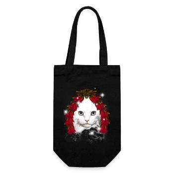 Weihnachtsgeschenk Katze Märchen Märchenfigur Xmas - Geschenkbeutel für Flaschen - Schwarz - Vorne