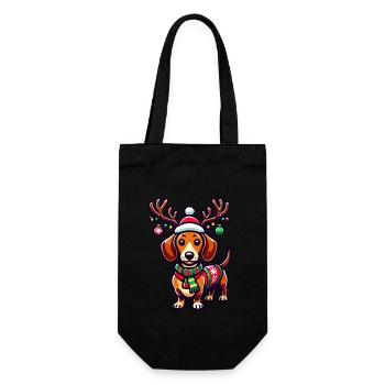 Teckel joyeux avec des bois de renne - Sac à bouteille - noir - Devant