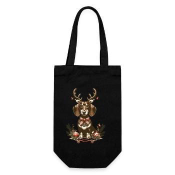 Christmas dachshund with antlers and bow - Gift Bag for Bottles - black - Front