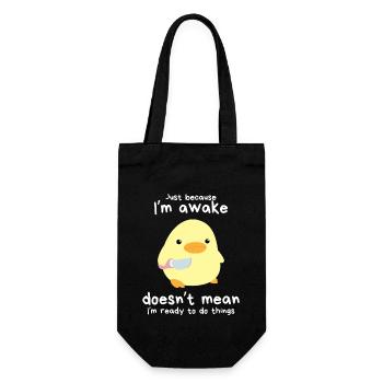 "Just Because I'm Awake" - Duck with Knife Meme - Gift Bag for Bottles - black - Front