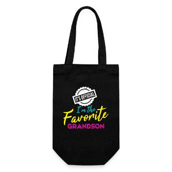 Es ist offiziell: Ich bin der Lieblingsenkel - Geschenkbeutel für Flaschen - Schwarz - Vorne