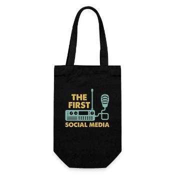 Das Erste Soziale Medium Funkgerät Mikrofon Retro - Geschenkbeutel für Flaschen - Schwarz - Vorne