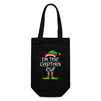 I'm The Captain Elf Shirt Matching Family - Geschenkbeutel für Flaschen - Schwarz - Vorne