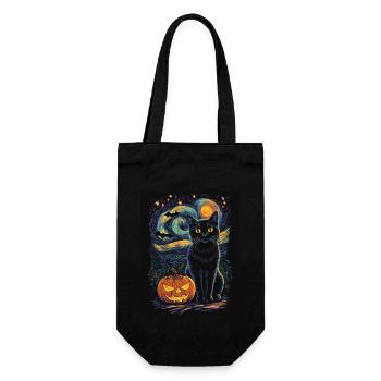 Halloween Gift Women Cat Men Kids Decoration - Gift Bag for Bottles - black - Front