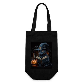 Halloween Gift Women Cat Men Kids Decoration - Gift Bag for Bottles - black - Front