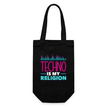 Techno Lover: Techno Ist Meine Religion - Geschenkbeutel für Flaschen - Schwarz - Vorne