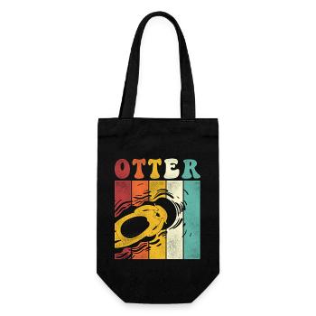Otter Retro Vintage Otter - Geschenkbeutel für Flaschen - Schwarz - Vorne