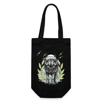 Maritime Dog Dogs Husky Wolf Moin - Gift Bag for Bottles - black - Front