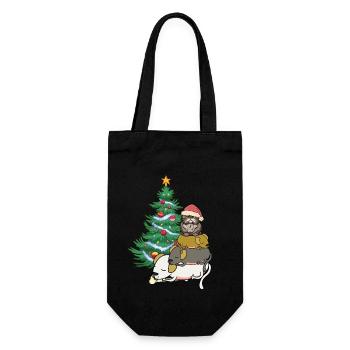 Dog Cat Santa Claus Santa Claus Pets Child - Gift Bag for Bottles - black - Front