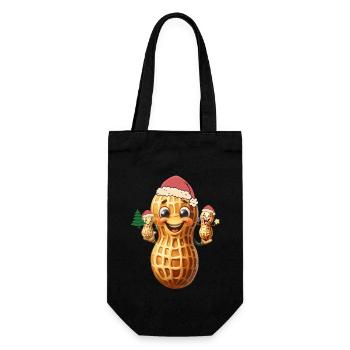 Weihnachtsgeschenk Nikolaus Weihnachtsmann Erdnuss - Geschenkbeutel für Flaschen - Schwarz - Vorne