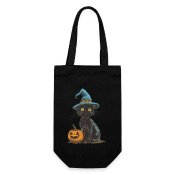 Halloween Gift Women Cat Men Kids Decoration - Gift Bag for Bottles - black - Front