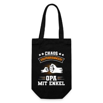 Großvater CHAOS VORPROGRAMMIERT OPA MIT ENKEL - Geschenkbeutel für Flaschen - Schwarz - Vorne