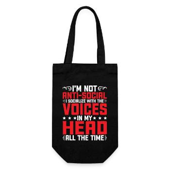 I Socialize With The Voices In My Head 2 - Geschenkbeutel für Flaschen - Schwarz - Vorne