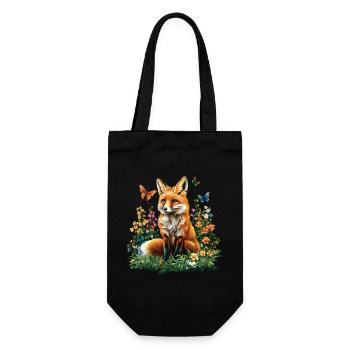 Fox Lover Woodland Flowers Art Foxes Cute Fox - Gift Bag for Bottles - black - Front