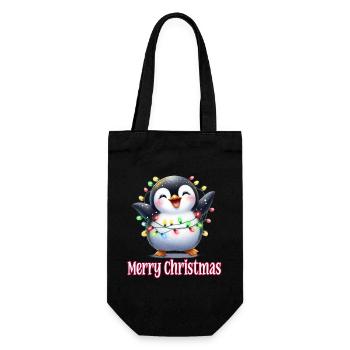 Cute Penguin Christmas Merry Christmas - Gift Bag for Bottles - black - Front