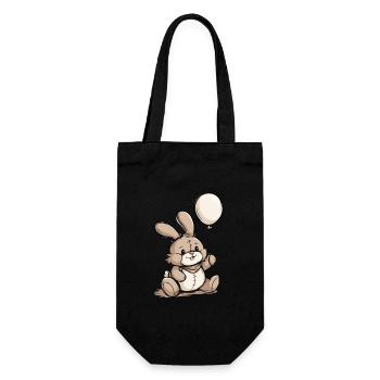 Hase mit Luftballon - Geschenkbeutel für Flaschen - Schwarz - Vorne