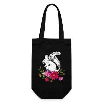 Squirrel With Flowers - Gift Bag for Bottles - black - Front