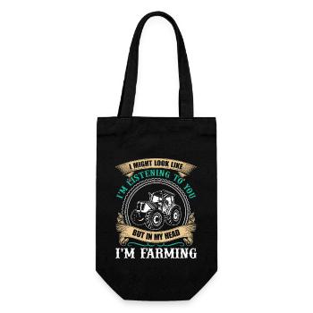 Farmer In My Head I am Farming - Gift Bag for Bottles - black - Front