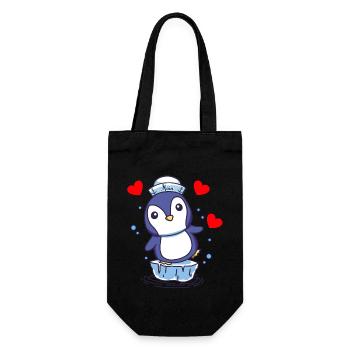 Pinguin Pinguine Kinder Kind Babay Kleinkinder - Geschenkbeutel für Flaschen - Schwarz - Vorne