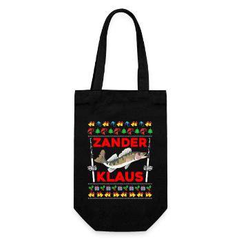 Lustiges Angler Outfit Weihnachten - Geschenkbeutel für Flaschen - Schwarz - Vorne