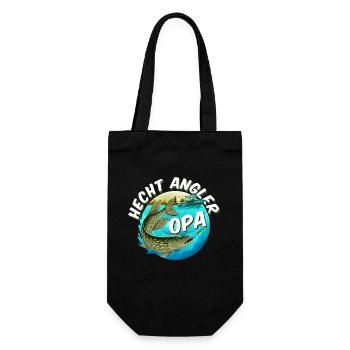 HECHT ANGLER OPA Lustiges Angeln Hobby Opi - Geschenkbeutel für Flaschen - Schwarz - Vorne