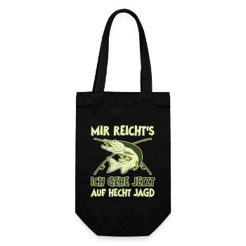 Angler MIR REICHT'S ICH GEH JETZT AUF HECHT JAGD - Geschenkbeutel für Flaschen - Schwarz - Vorne