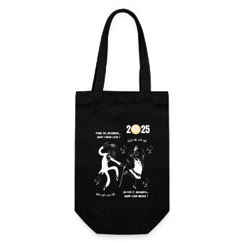 Come on, grandma, roll up, grandpa! New Year 2025 - Gift Bag for Bottles - black - Front
