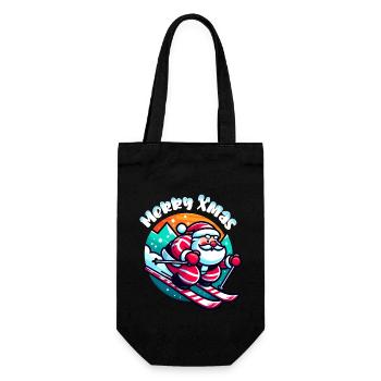 Père Noël Noël Ski Hiver Neige - Sac à bouteille - noir - Devant