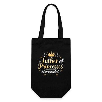 Father of Princesses Stolzer Mädchen Papa Vater - Geschenkbeutel für Flaschen - Schwarz - Vorne