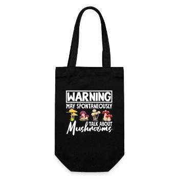 Warning: Mushroom picker talks about mushrooms - Gift Bag for Bottles - black - Front