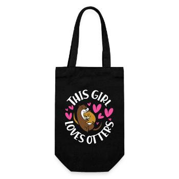 Otter Girl This Girl Loves Otters - Geschenkbeutel für Flaschen - Schwarz - Vorne