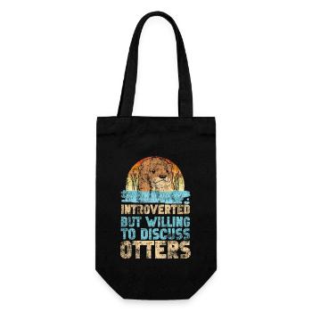 Otter Introverted But Willing To - Geschenkbeutel für Flaschen - Schwarz - Vorne