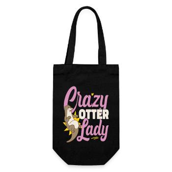 Otter Crazy Otter Lady - Geschenkbeutel für Flaschen - Schwarz - Vorne