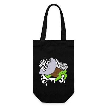 Sea Turtle And Manatee - Gift Bag for Bottles - black - Front